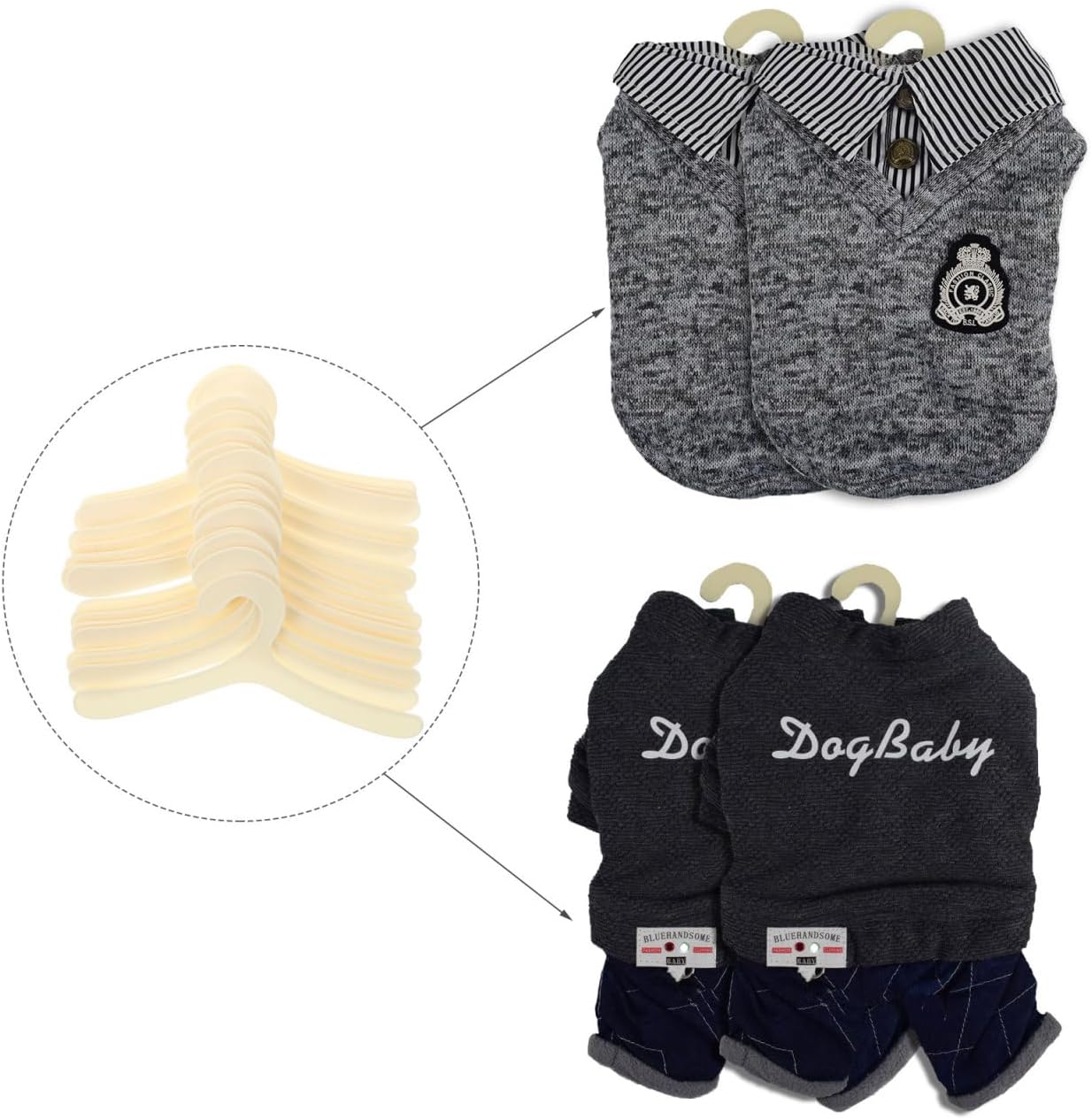 20Pcs Plastic Pet Clothes Hangers 7.48 Inch Dog Clothing Rack Portable Puppy Apparel Storage Organizer Lightweight Pet Clothes Hanging Rack
