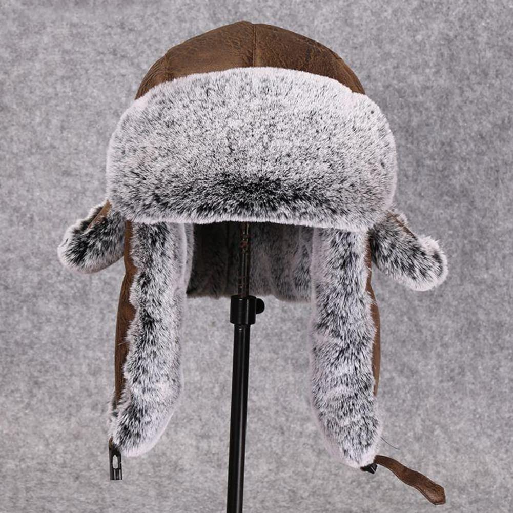 Donna/Uomo - Cappello in Pelliccia Sintetica Berretto da Aviatore con Fodera,Cappello Bomber Invernale Antivento con Paraorecchie Autunno/Inverno