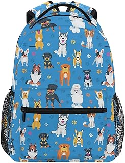 Oarencol Cute Cartoon Dog Paw Animal Blue Print Backpack Bookbag Daypack Travel School College Bag for Womens Mens Girls Boys