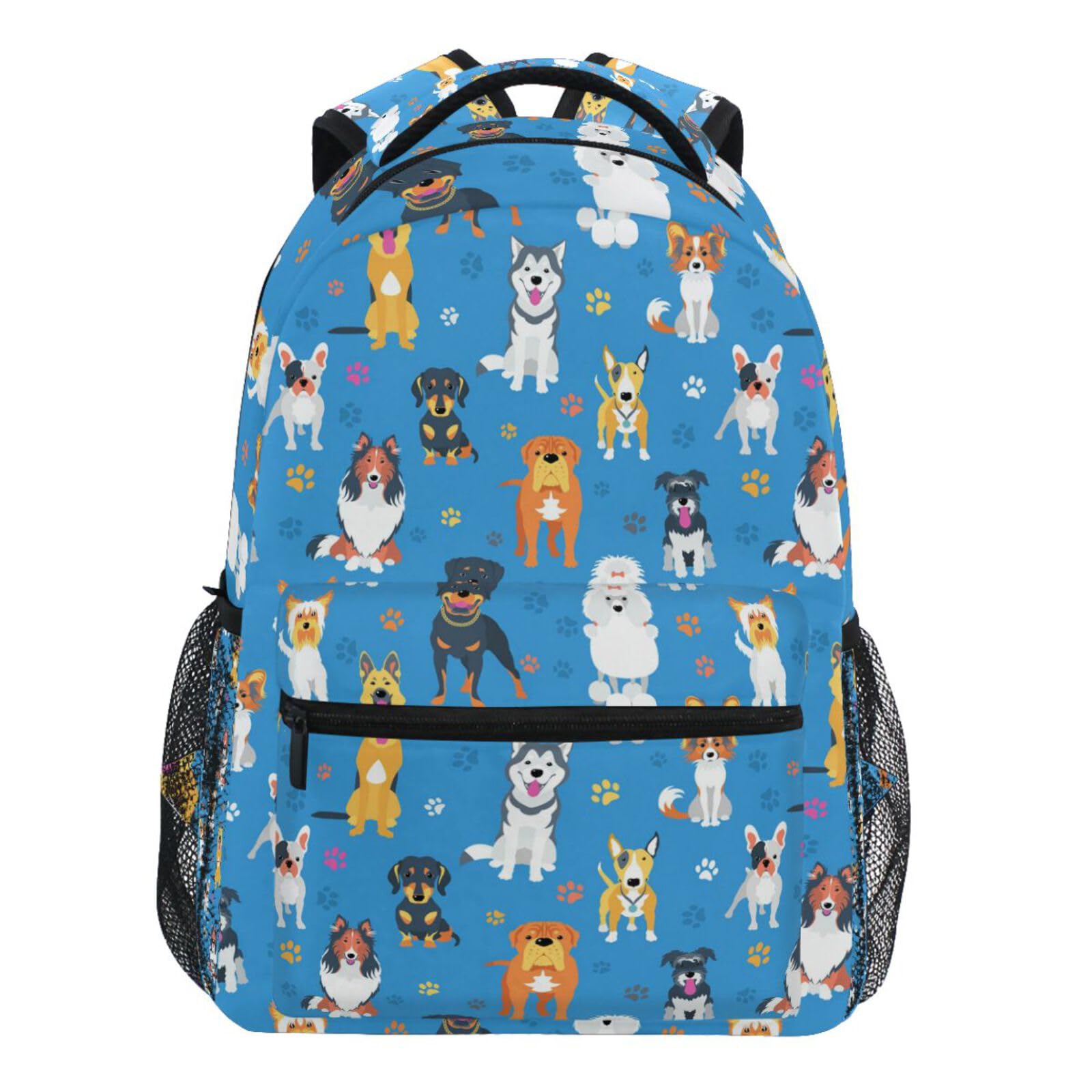 Oarencol Cute Dog Paw Backpack Animal Blue Print Bookbag Daypack Travel School College Bag for Womens Mens Boys