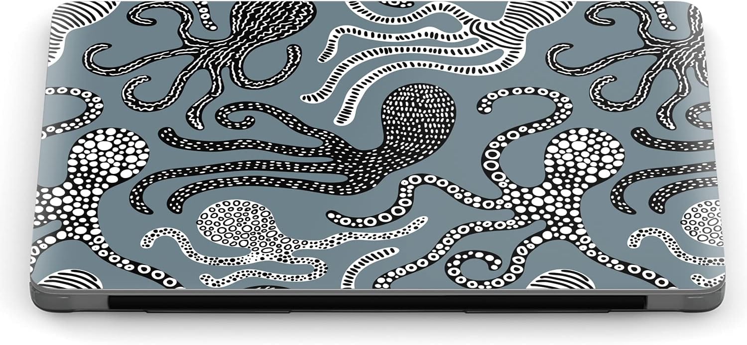Mertak Hard Case Compatible with MacBook Pro 16 14 Air 15 13 inch M3 M2 M1 Mac 2024 2023 2022 2018 Abstract Print Cover Tentacles Art Stylish Laptop Protective Polka Dot Clear Touch Bar Octopus