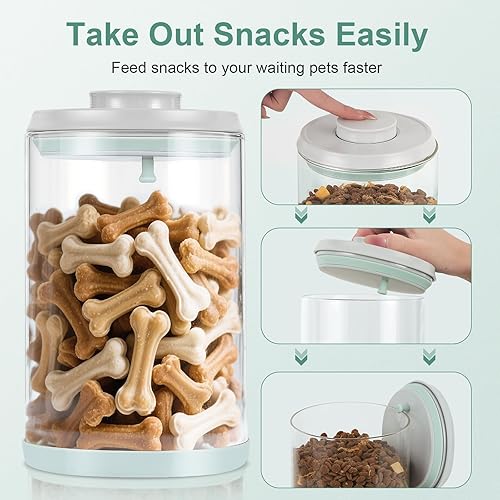Dog Treat Container Airtight Jar 2.2Qt/2L, Glass Food Jars with One-Touch Lid for Dog or Cat Treats, Kibble, Snacks – Pantry Storage Canister for Kitchen or Countertop (2.2Qt - 2L)(2.2Qt - 2L)