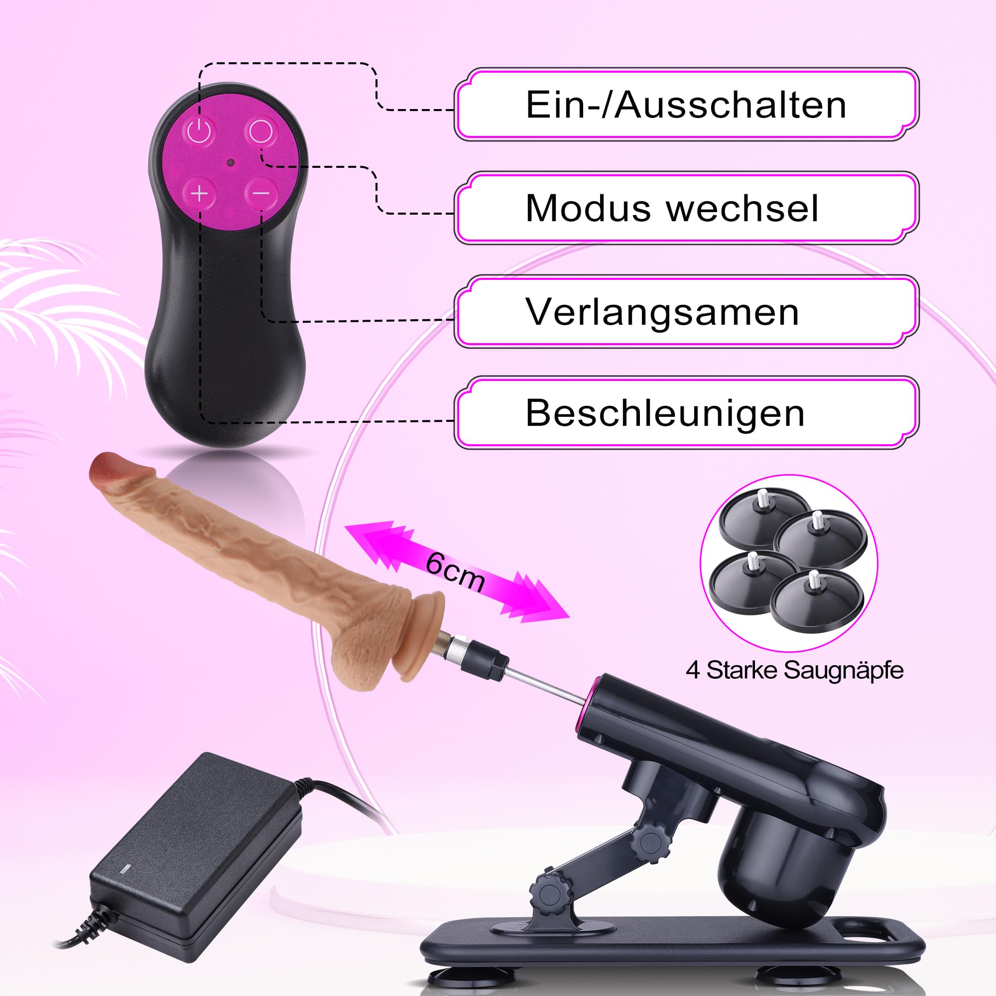 Máquina sexual con consolador grande, máquina de follar con 6 accesorios, máquina de consolador con control remoto inalámbrico, juguete sexual