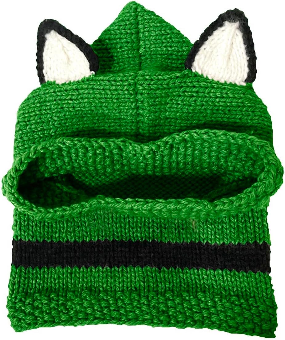 BIBITIME Knit Fox Hat for Women Winter Warm Cap Integrated Hooded Scarf Beanies