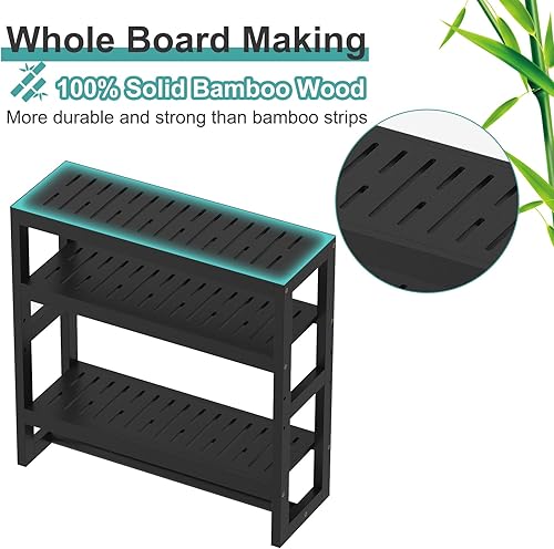 Miniatura 5 de Estantes de baño para almacenamiento, pequeño estante de baño negro sobre el inodoro, estante ajustable de 3 niveles para almacenamiento de baño