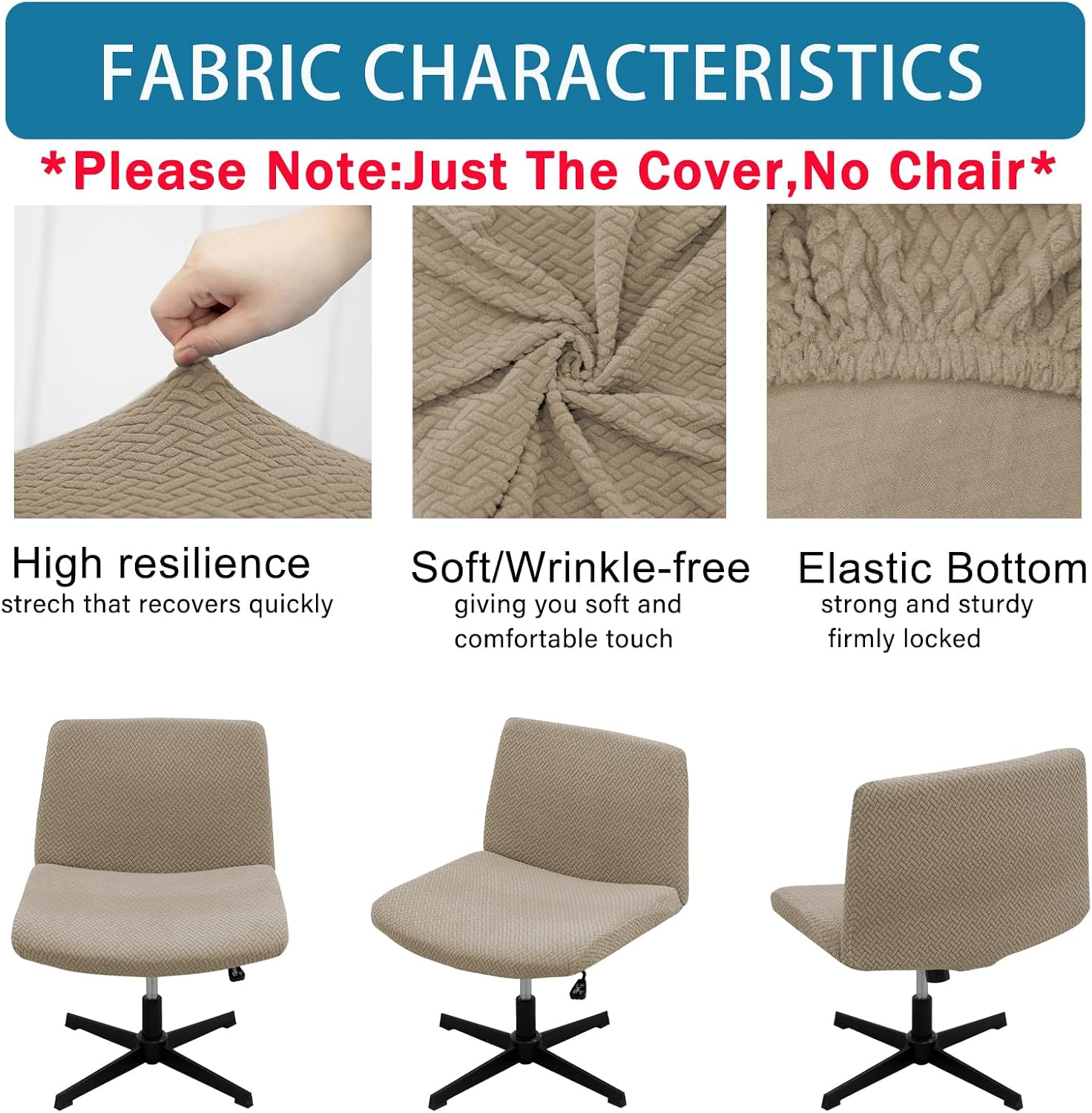 Vanity Chair Cover Criss Cross Chair Cover Elastic Armless Chair Slipcover image 5