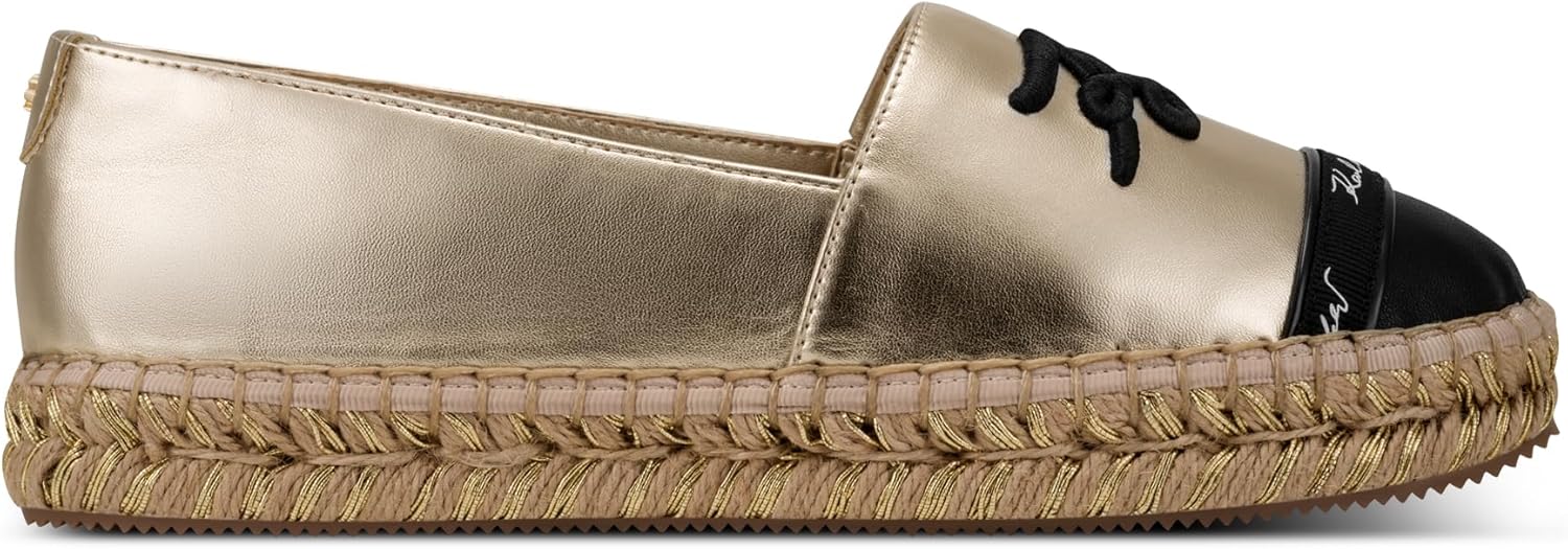 Karl Lagerfeld Women's Millicent Flat Espadrille Slip on Flat with Logo