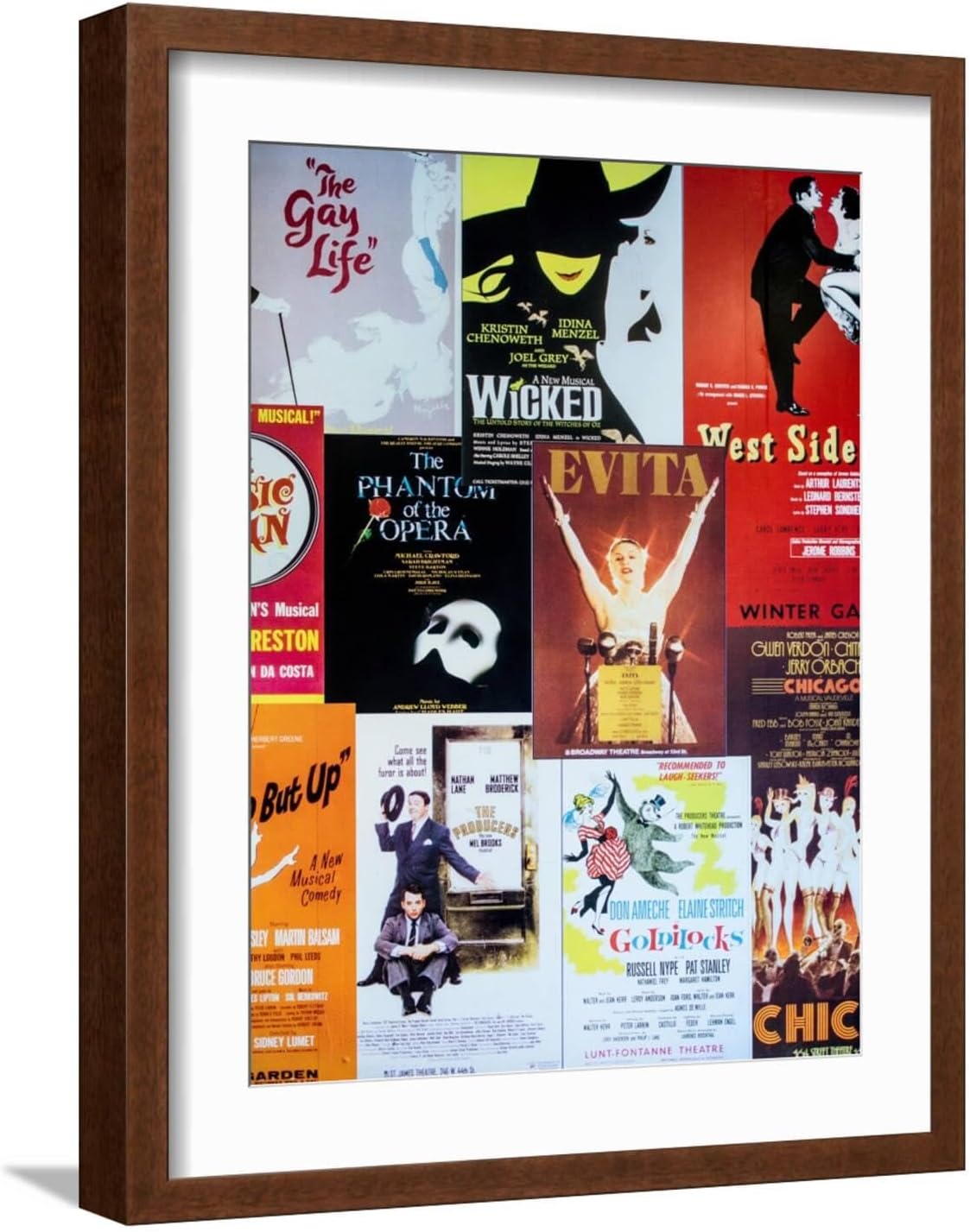 Art.com Wall Art Print NYC Street Art - Patchwork of Old Posters of Broadway Musicals - Times Square - Manhattan by Philippe Hugonnard, 18" x 24"