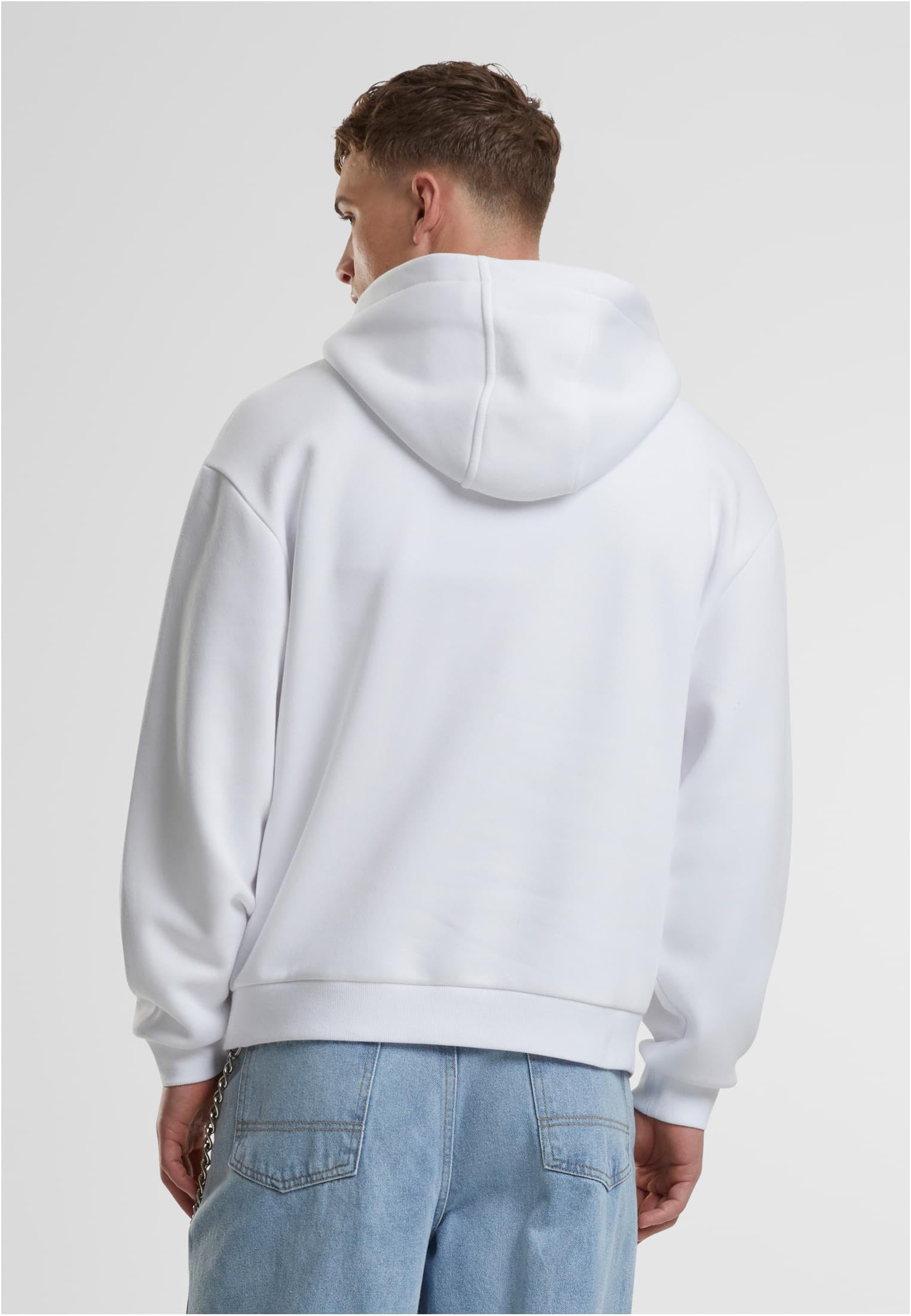 Urban Classics Męska bluza z kapturem Fluffy Hoody, luźna bluza z kapturem dla mężczyzn, oversize fit, rozmiary S-5XL, biały, S
