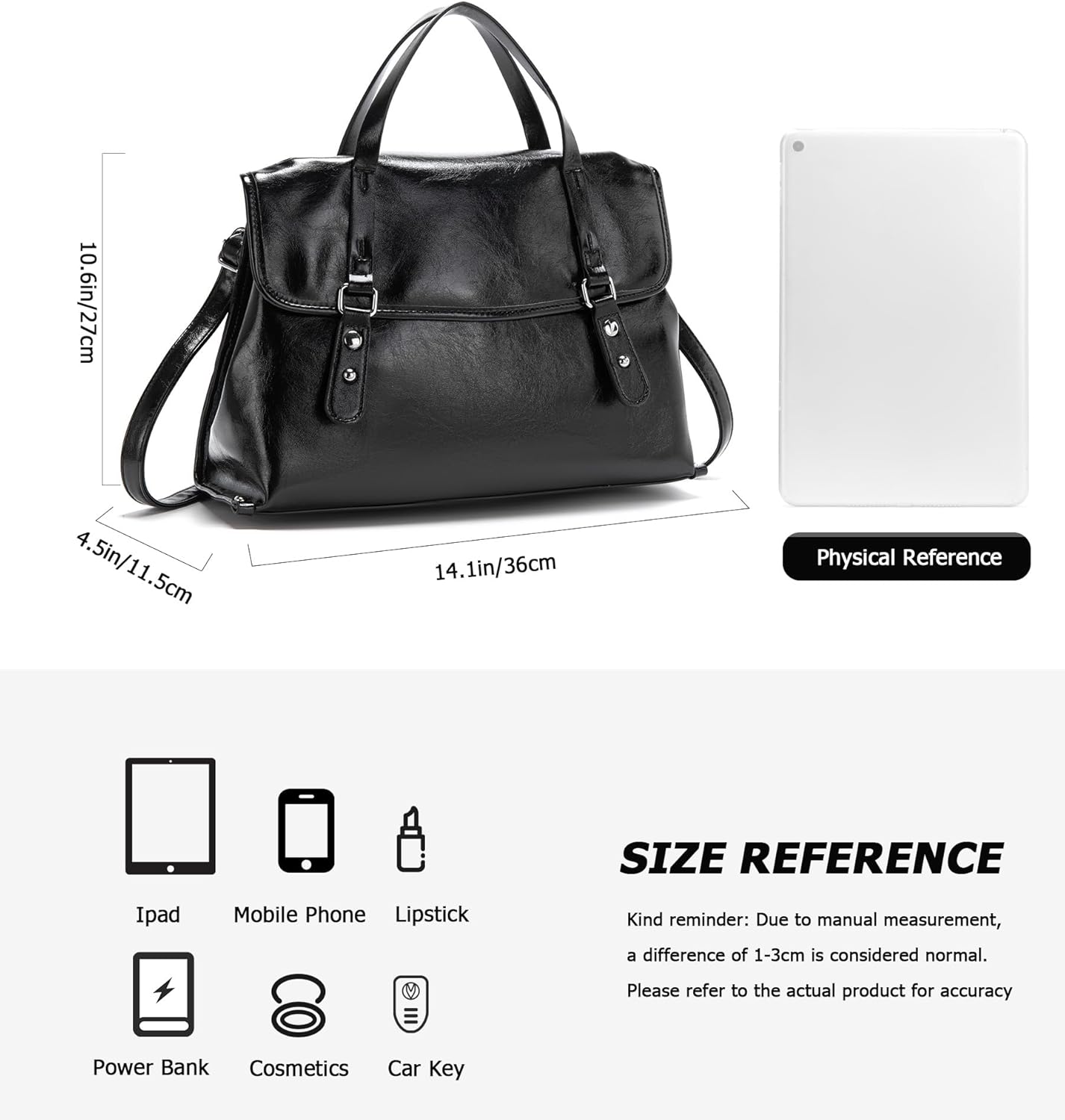 myfriday Women's Tote Bag, PU Leather Work Handbag for Business, Large Vintage Satchel Shoulder Purse for Office & Travel