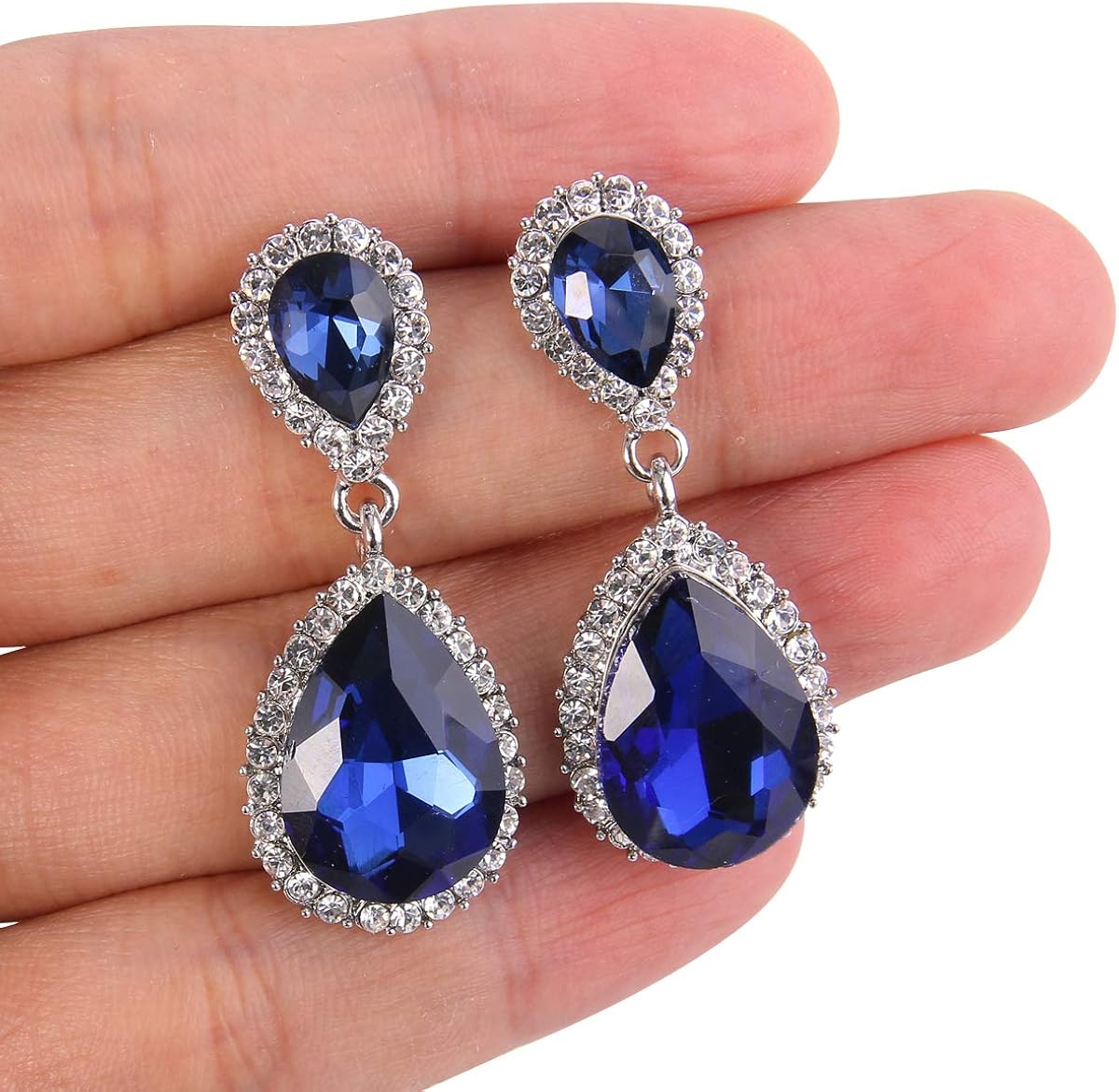 Miniatura 3 de EVER FAITH Aretes colgantes de cristal austriaco para mujer, Cristal