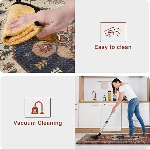 Vista 534 de KIMODE - Juego de 2 tapetes de cocina bohemios, antifatiga, antideslizantes, impermeables, ergonómicos, acolchados, cómodos, para lavandería, Caqui