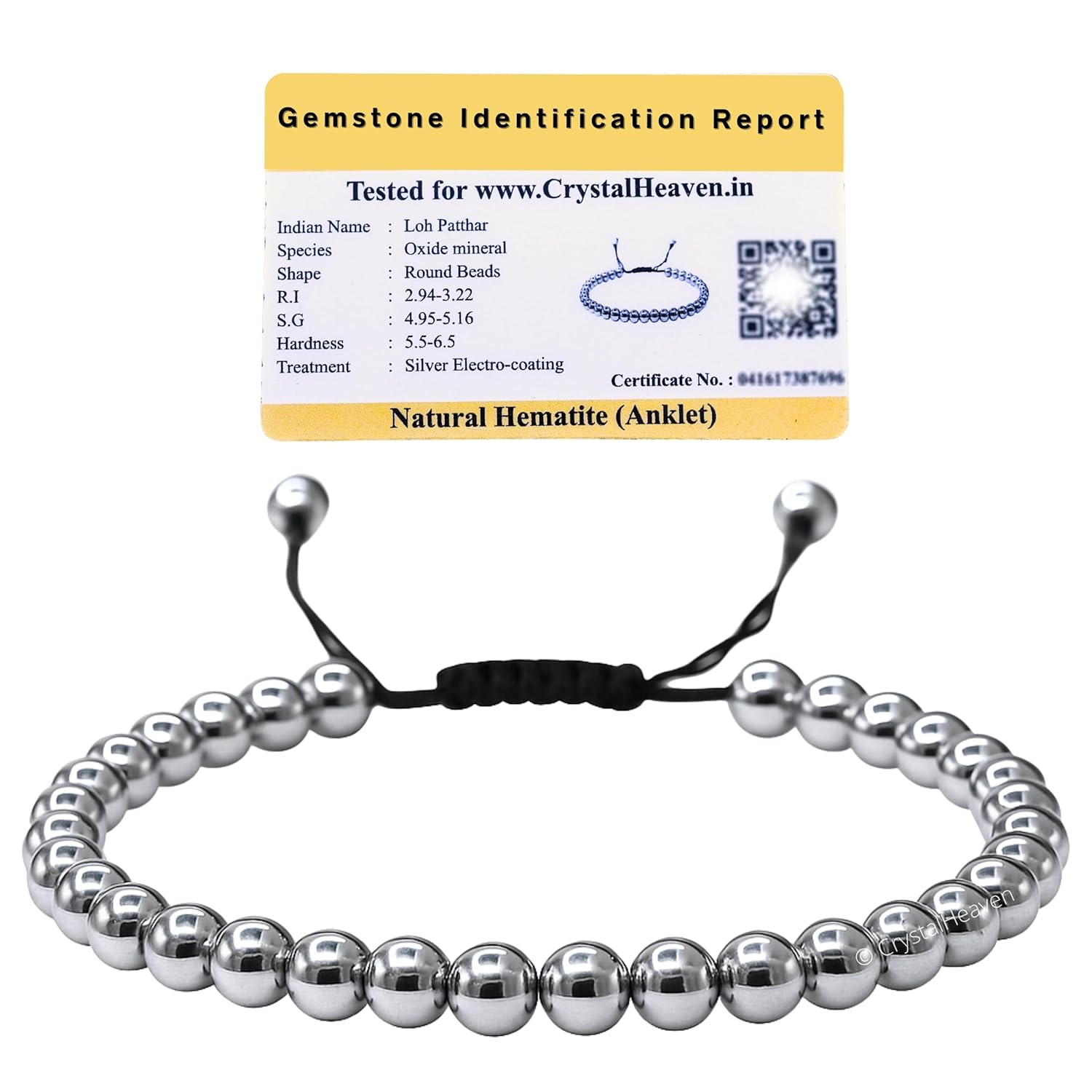 Silver Hematite Crystal Anklet for Women – Silver Hematite Original Certified Saadi Anklet Payal for Women Fancy Jewelry – Positive Energy Protection Anklets for Girls Gifts for Woman Mom