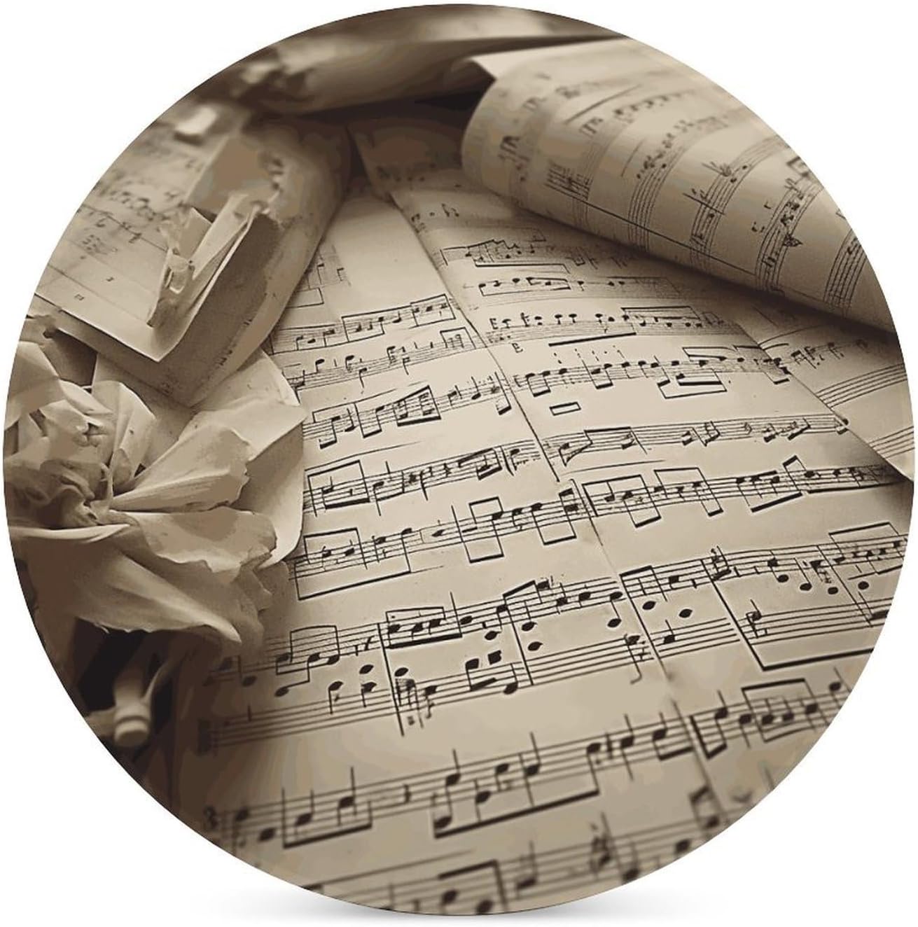 6PCS Sheet Music Coasters Non-Slip Round Drink Coasters with Ceramic Stone and Cork Base, Heat Resistant Absorbent 33.00Stone Coaster Set for Kinds of Mugs and Cups, 4 Inch image 3