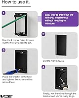 Vista 4 de VCE Soporte de montaje de bajo voltaje (1 banda, paquete de 5) para placa de pared de una sola banda, cables de teléfono, cables de red, HDMI, Negro