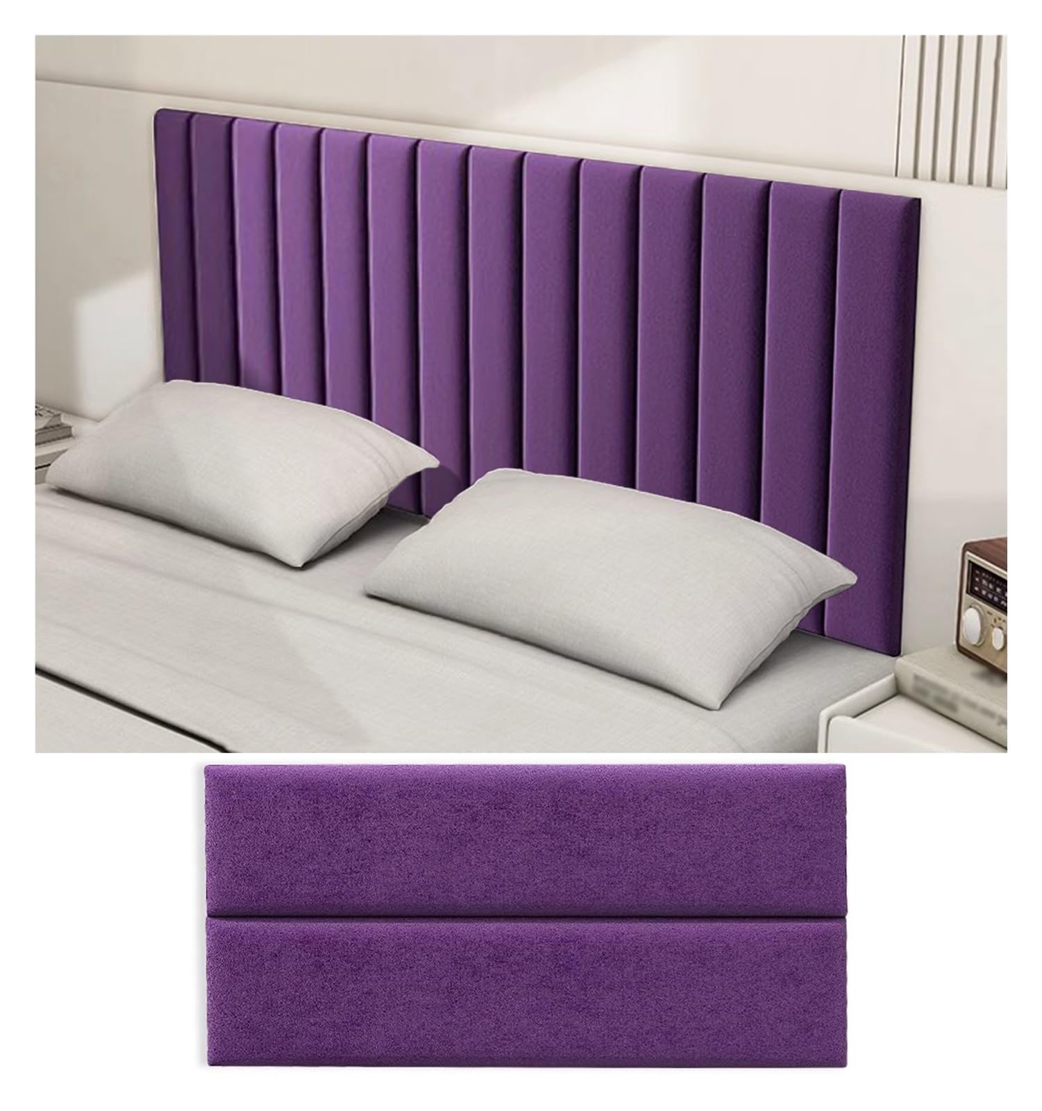 Panneaux muraux rembourrés Auto-adhésifs, tête de lit Murale, Rembourrage Souple Anti-Collision pour Salle de Jeux, Chambre, Tatami (Violet, 8 pièces)