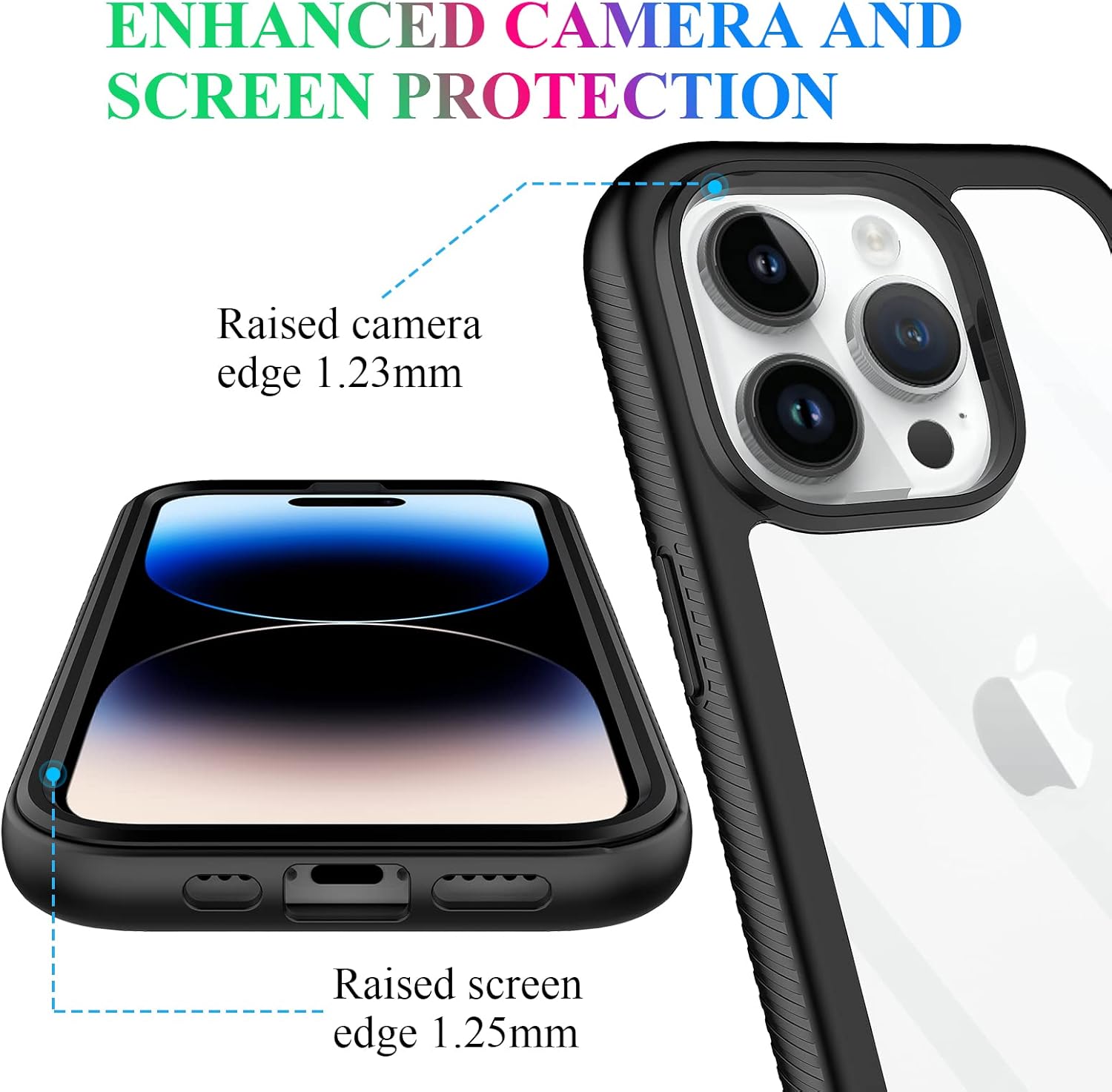 wahhle Compatible with iPhone 14 Pro Case, Full-Body Protection Phone Cover with Screen Protector Built-in, Touch Sensitive, Anti Scratch Shockproof TPU Bumper Case for 14 Pro 6.1 Inches-Black/Clear - Image 4