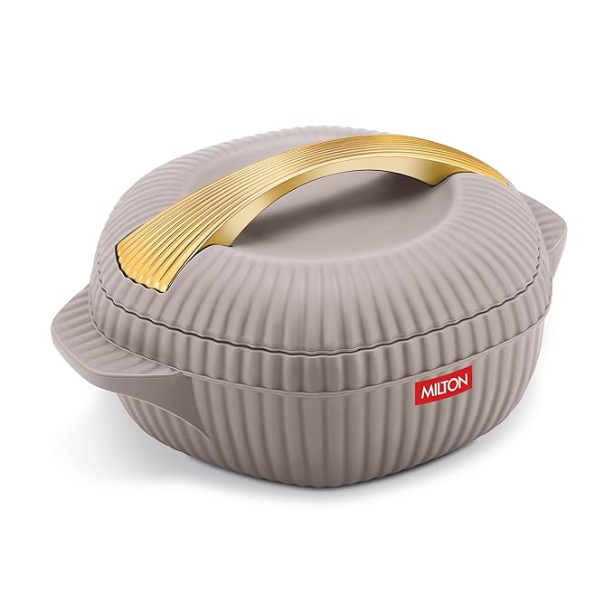 MILTON Plastic Oyster 1500 PU Insulated Casserole, 1275 ml, Taupe, BPA Free, Food Grade, Hot and Cold, Easy to Carry, Easy to Store, Chapati, Roti, Curd Maker