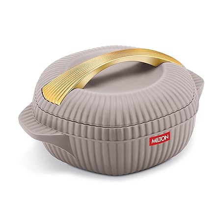 MILTON plastic Oyster 1500 PU Insulated Casserole, 1275 ml, Taupe, BPA Free, Food Grade, Hot and Cold, Easy to Carry, Easy to Store, Chapati, Roti, Curd Maker