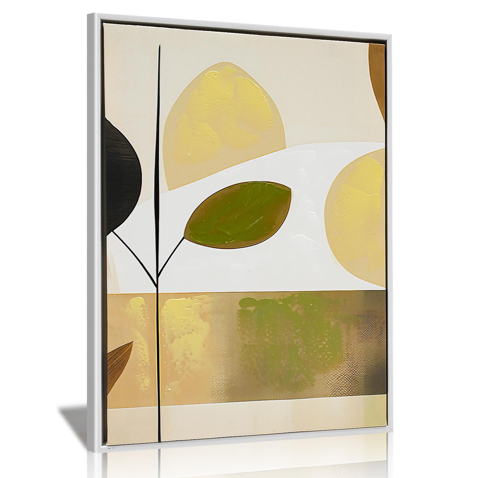 LJXDUBAF Abstract Botanical Canvas Wall Art Posters, Modern Neutral Green Wall Pictures for Living Room, Bedroom Home Wall Decor