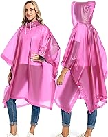 Vista 38 de Paquete de 2 ponchos de lluvia para adultos, reutilizables, impermeables, de supervivencia, emergencia, resistente, con capucha con cordón Azul