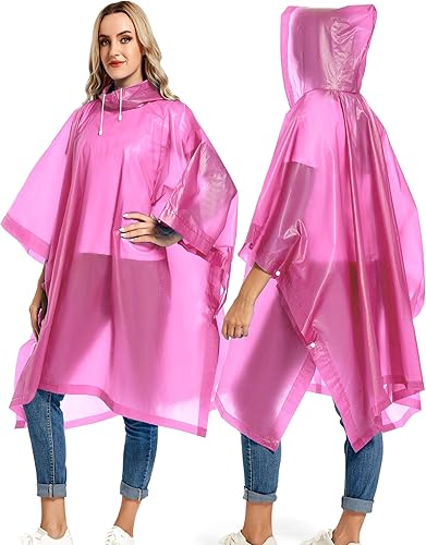 Miniatura 5 de Borogo Paquete de 2 ponchos de lluvia para adultos, reutilizables, impermeables, de supervivencia, emergencia, resistente, con capucha con cordón