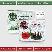 Vista 112 de TRUMIRI Incense Cones - Combo Pack of 20 Cone Incense - 10 Nag Champa + 10 Palo Santo - Insence Cones - Incense Cones Scented - Cone Incense Scents