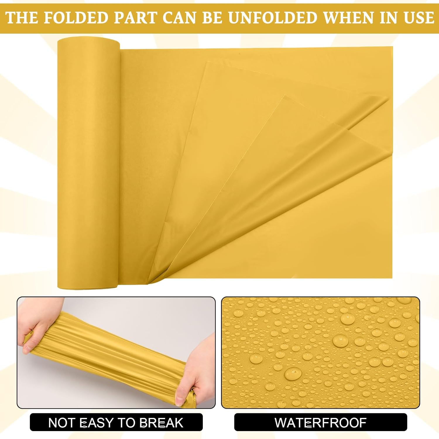 Moukeren 2 Rolls 54'' x 100' Graduation Tablecloth Plastic Roll Black and Gold Waterproof Disposable DIY Anniversary Graduate Party Supplies for Birthday Picnic Catering Events Table Cloths