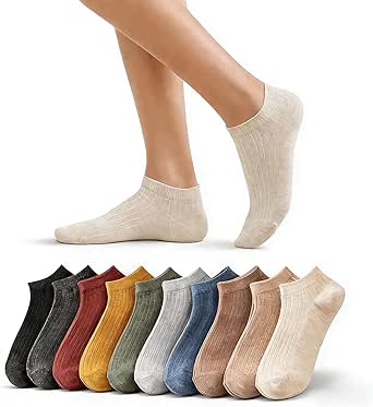 10 Paar Damen Sneaker Socken, Damen Low Cut Socken Baumwolle Knöchel Socken