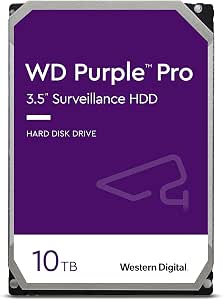 Western Digital 10TB WD Purple Pro Surveillance Internal Hard Drive HDD - SATA 6 Gb/s, 256 MB Cache, 3.5"