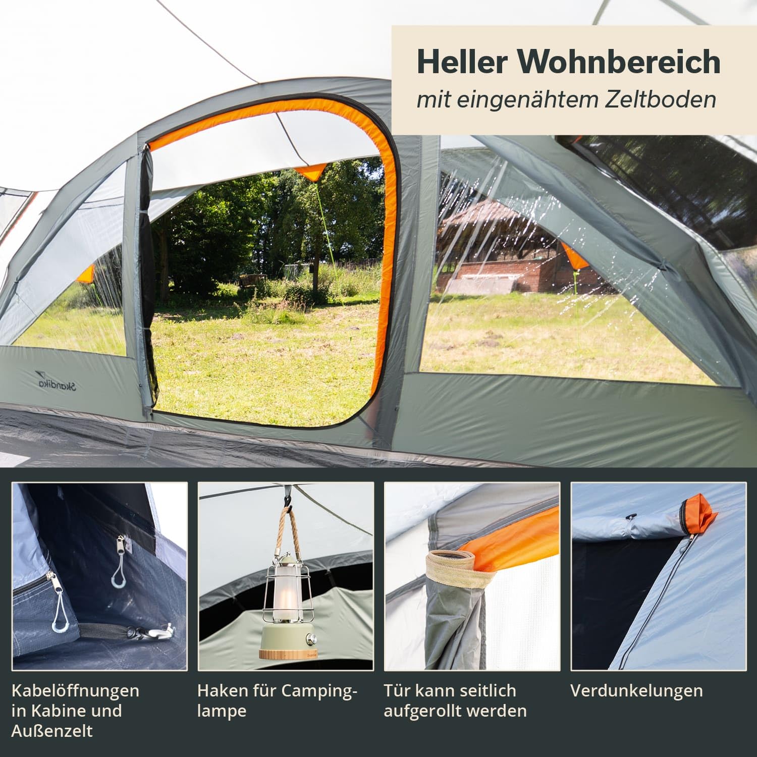 Skandika Egersund Sleeper Protect 3/5/5 XL/7XL Personas | Tienda de campaña con Sleeper Technologie, Suelo Cosido, Cabina de Dormir Negra, Impermeable
