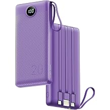 VRURC Portable Charger Power Bank - 20000mah Fast Charging PD 22.5W Power Battery 5 Output 3 Input Design 4 Cable USB Charging Compatible for iPhone Samsung Android Google LED Display