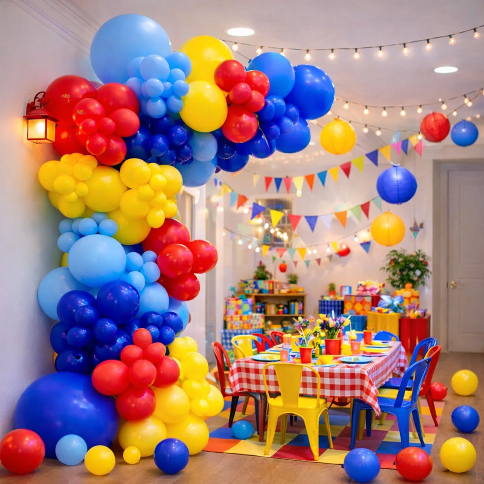 Blue Red Yellow Balloons Garland Arch Kit - DIY 142pcs Balloon for Baby Shower Bridal Shower Gender Reveal Birthday Party Decorations Supplies