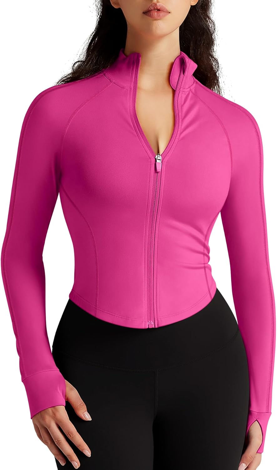 Womens Zip Up Bbl Jacket Lightweight Cropped Athletic Jacket Track Gym Workout Jack...