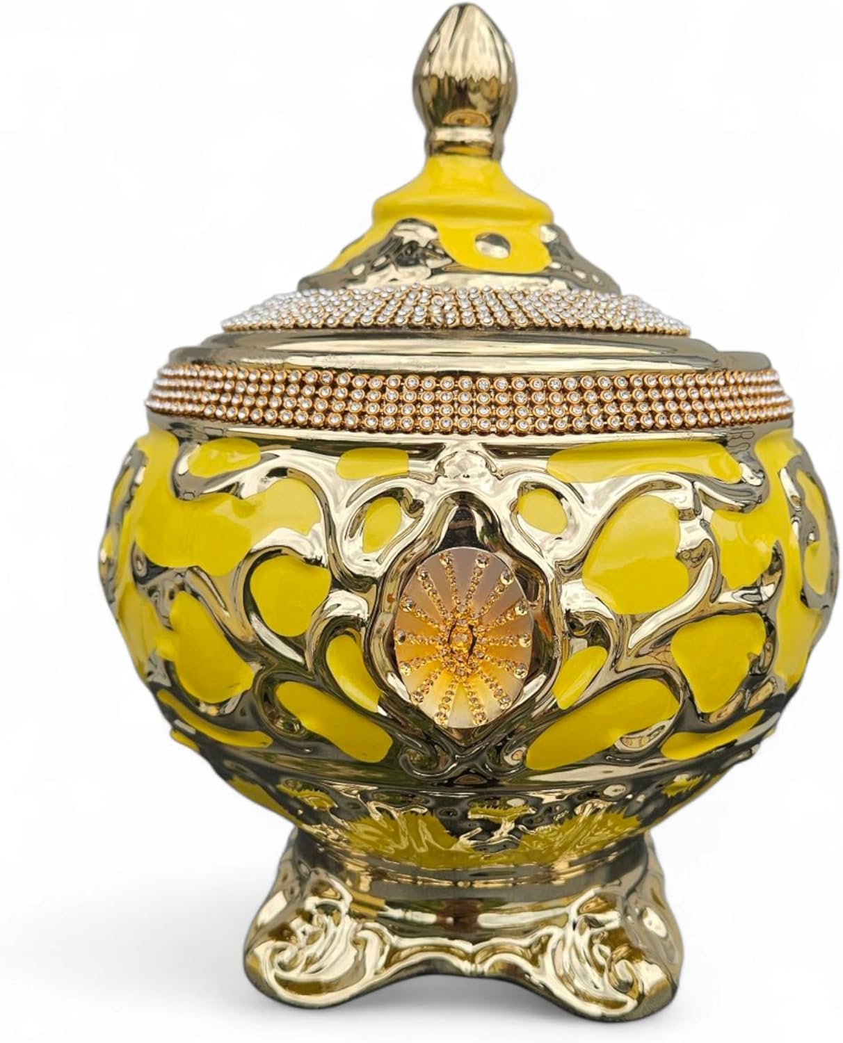 Porcelain Orisha Sopera – 8.25'' x 10.5'' – Santeria Offering Tureen for Ochun, Yemaya, Obatala (Gold)