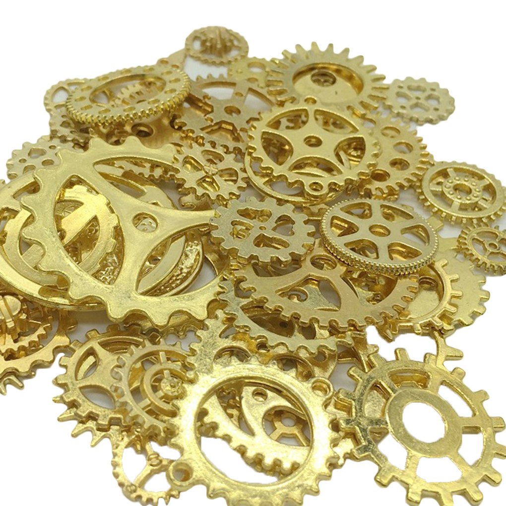 Gemini_mall® Steampunk Cyberpunk Watch Parts Vintage Gears Wheels Cogs Jewellery Making Crafts Art (Gold)