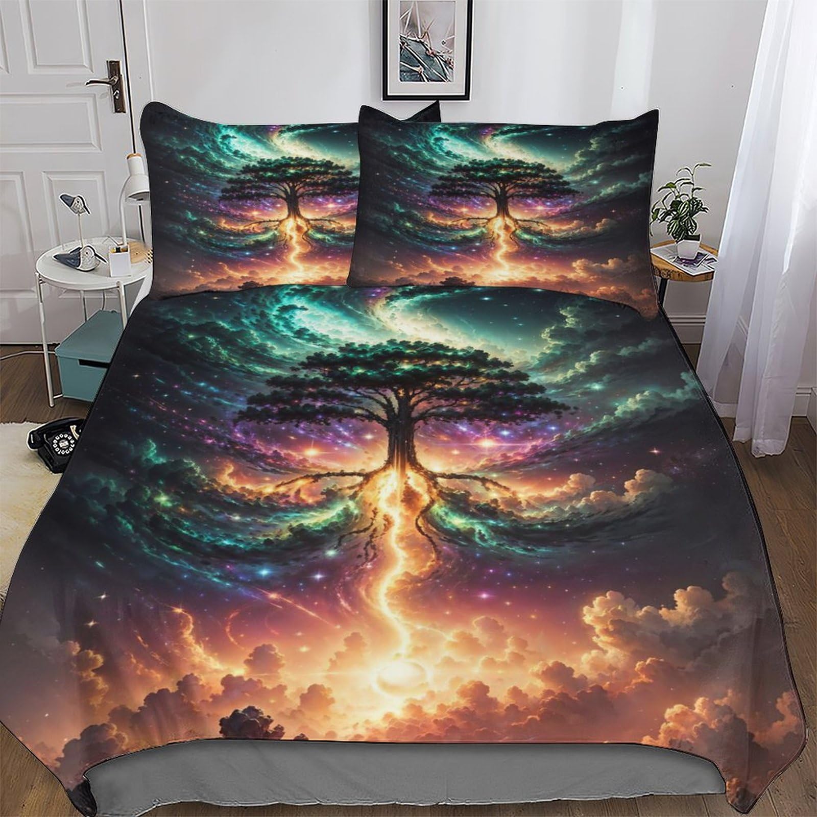 Arbre de Vie Cosmique Parure de Lit 3D Luxe en Microfibre Douceur Coton Supérieure King
