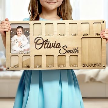 Custom School Picture Frame Pre-K to 12, School Years Photo Frame | Personalized School Photo Frame K-12, Customized Wooden Pre K to Graduation School Picture Frames Gifts 14 Photos Wall Decor