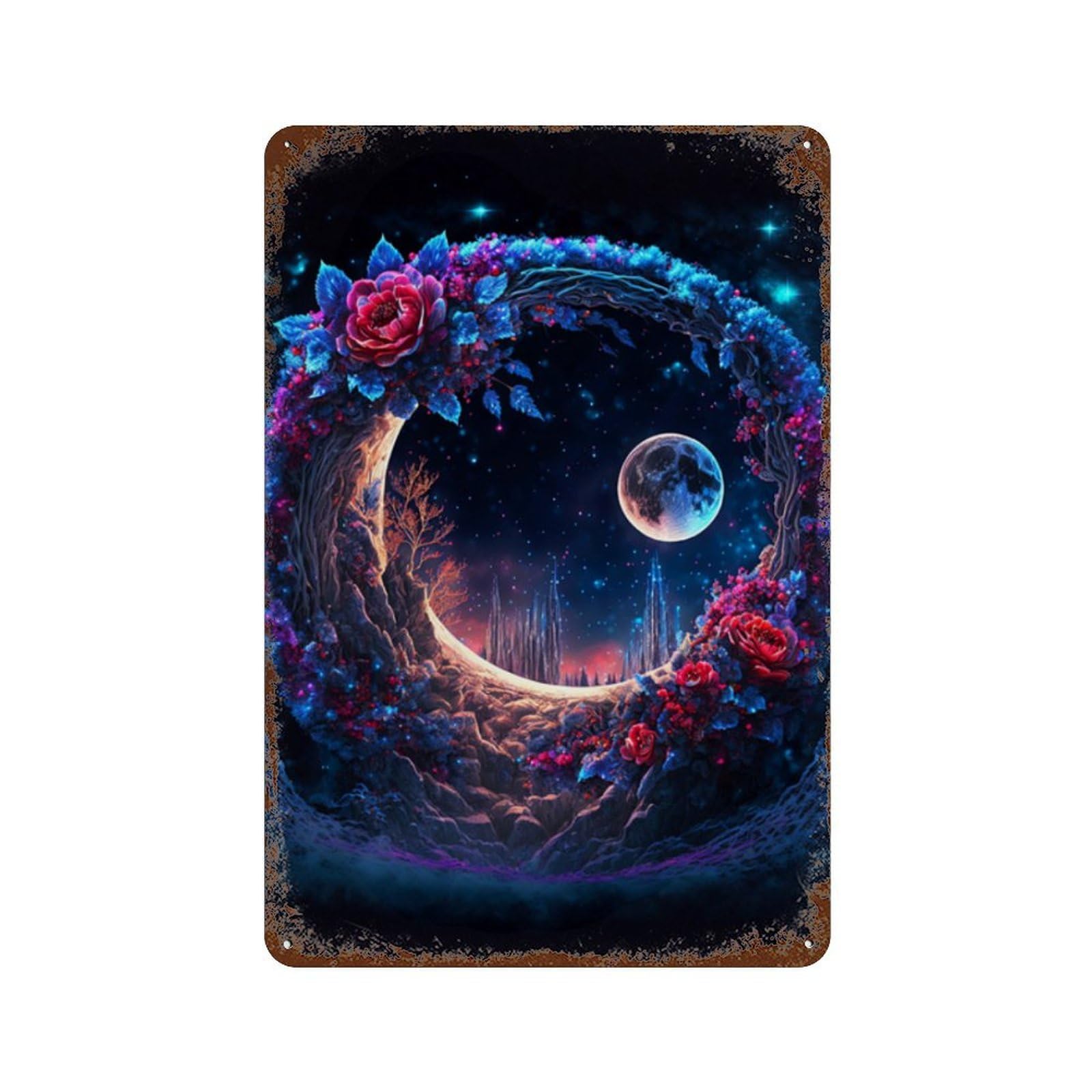 Magical Moonlit Garden Decorative Tin Sign 11.8"x7.9", Shabby Chic Decor for Garage, Pub Or Kitchen