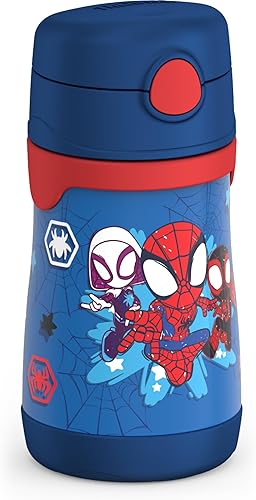 Miniatura 2 de THERMOS Botella de acero inoxidable con aislamiento al vacío de 10 onzas, Spidey and His Amazing