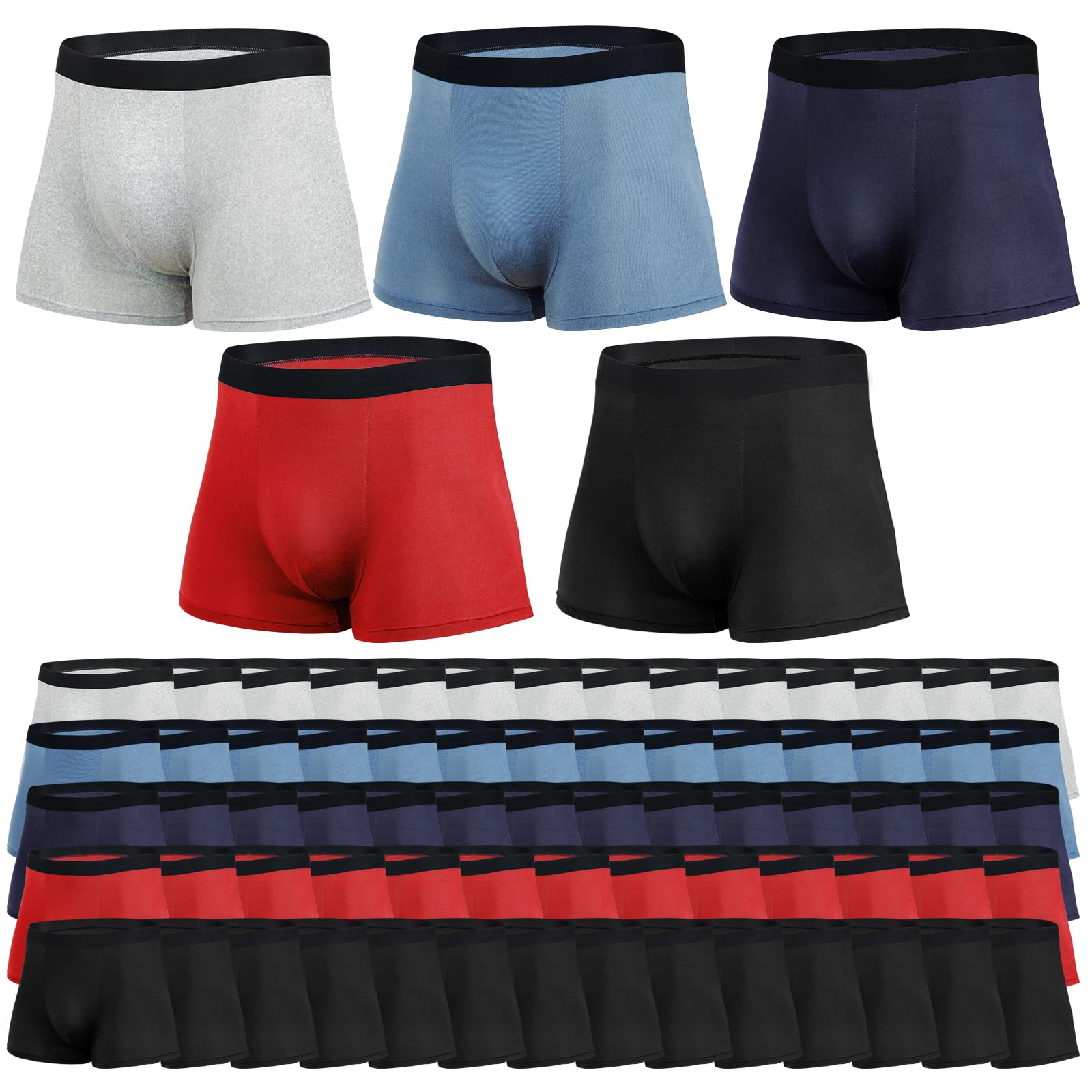75 Packs Mens Boxer Briefs Bulk Cotton Breathable Comfortable Underwear Assorted Size and Color Multipacks for Men Shelter