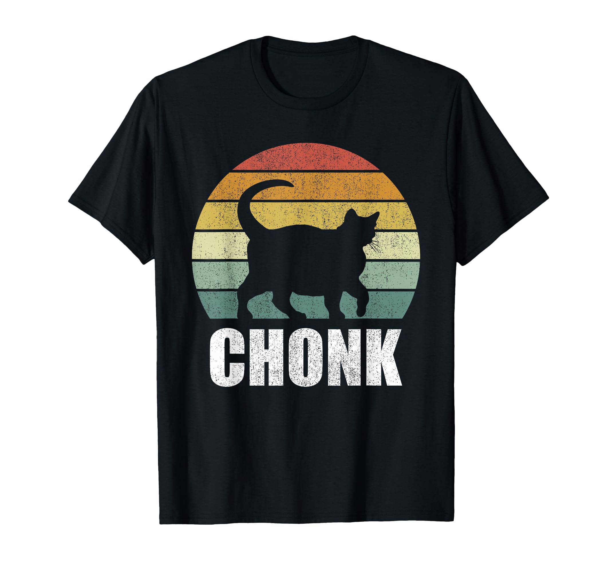Vintage Retro Sunset Funny Fat Cats Meme Chonk Cat T-Shirt