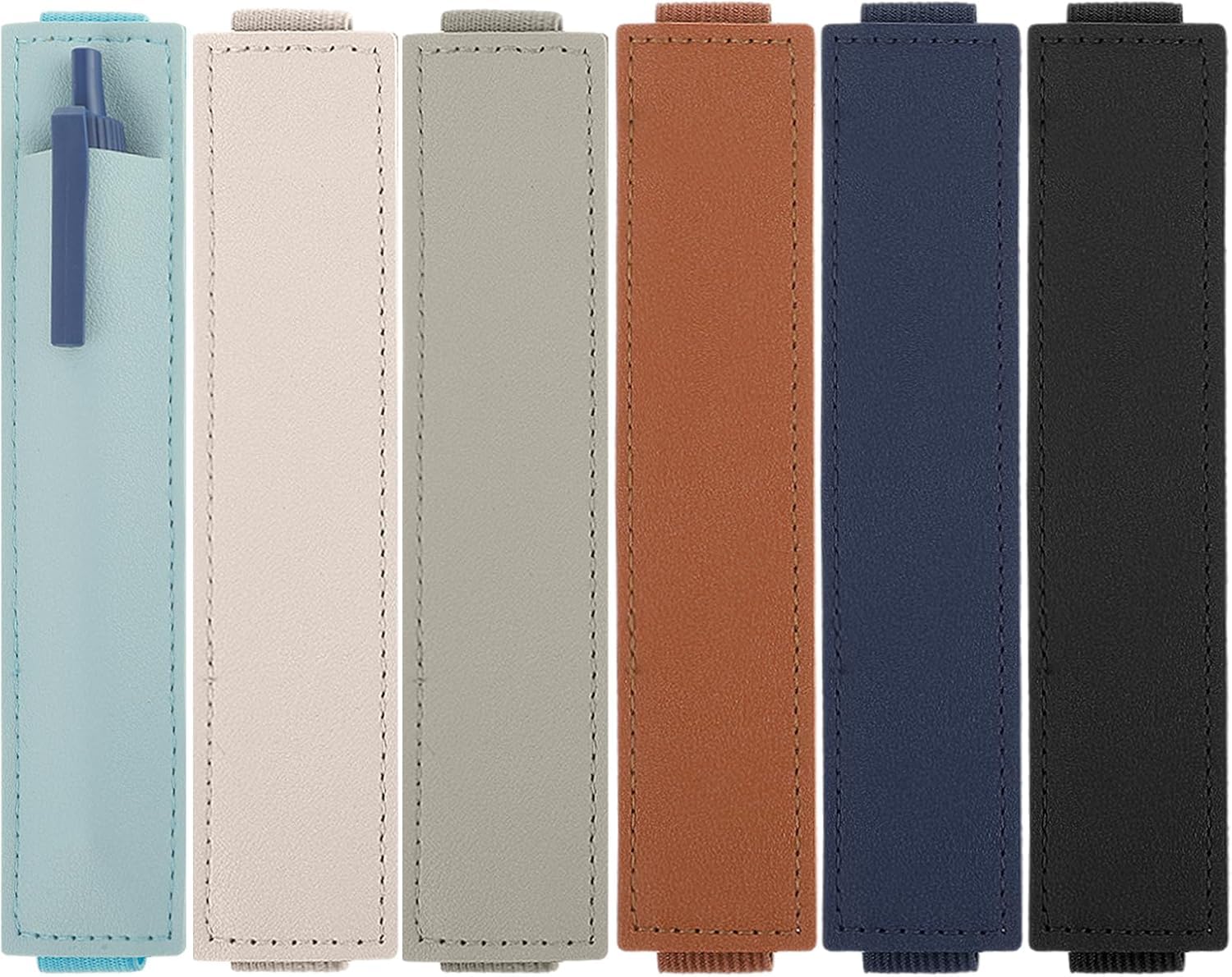 tarini 6pcs elastic notebook pen holder adjustable straps leather pen sleeve pouch for journal planner pencil holder for book binder school office supplies pen holder for planner