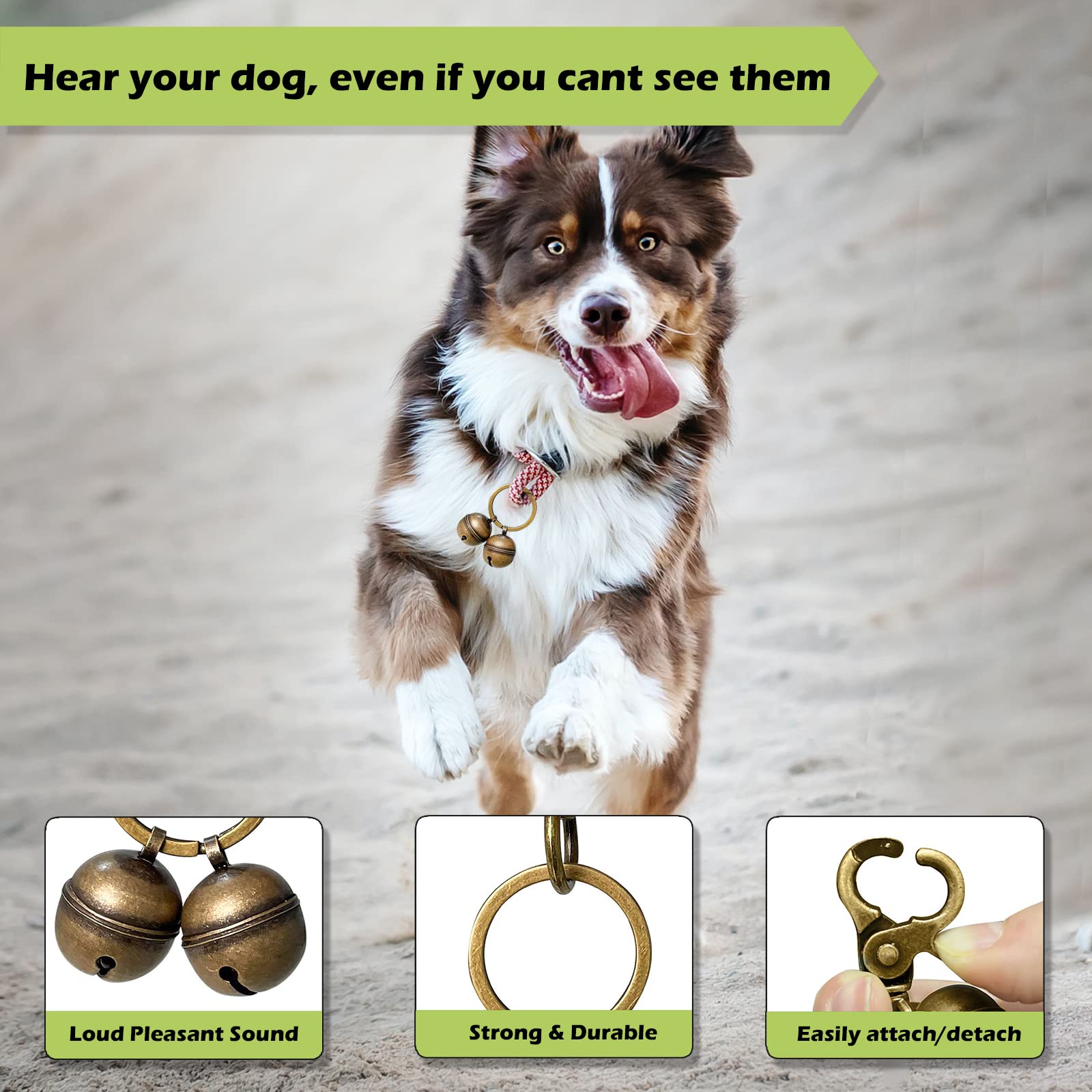 Cat & Dog Collar Bell, Pack of 2, Extra Loud Dog Bell for Pet Tracking & Saving Wildlife, Birds, durevole Iron Split Ring & Lobster Bell Clip