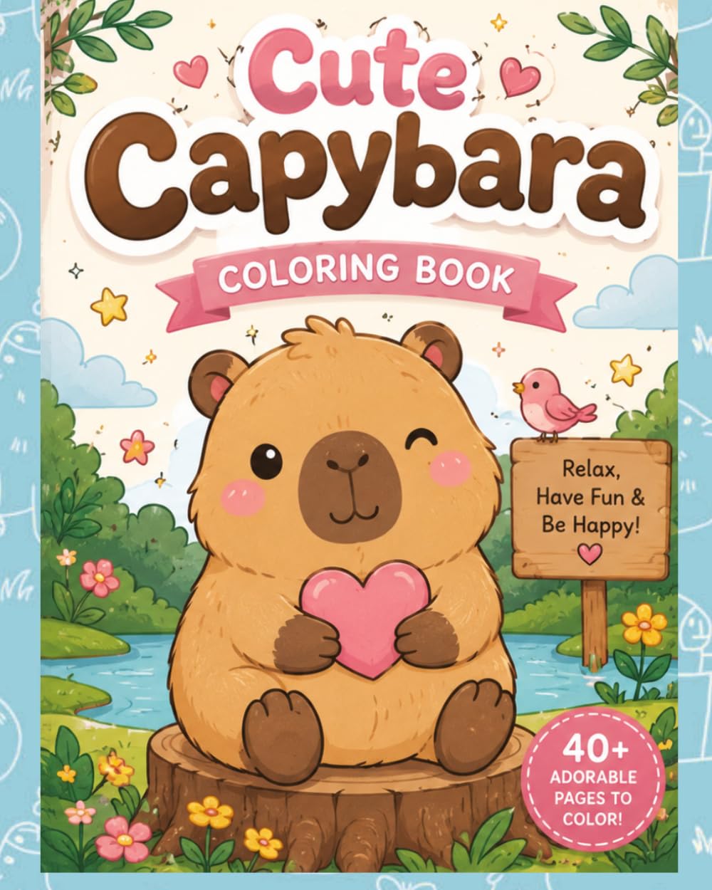 Cute Capybara: Coloring Book