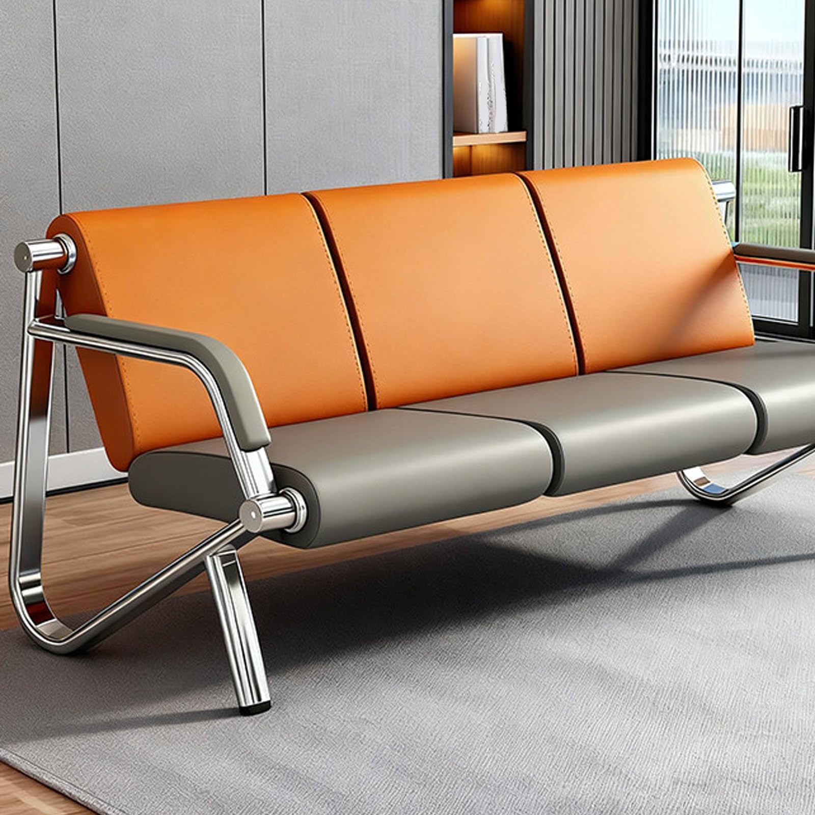 Banco de Recepción para Oficinas, Banco para Sala de Espera con Cojín de Esponja y Patas Antideslizantes, Ideal para Oficinas, Aeropuertos, Hospitales y Espacios Públicos(1 Seat)