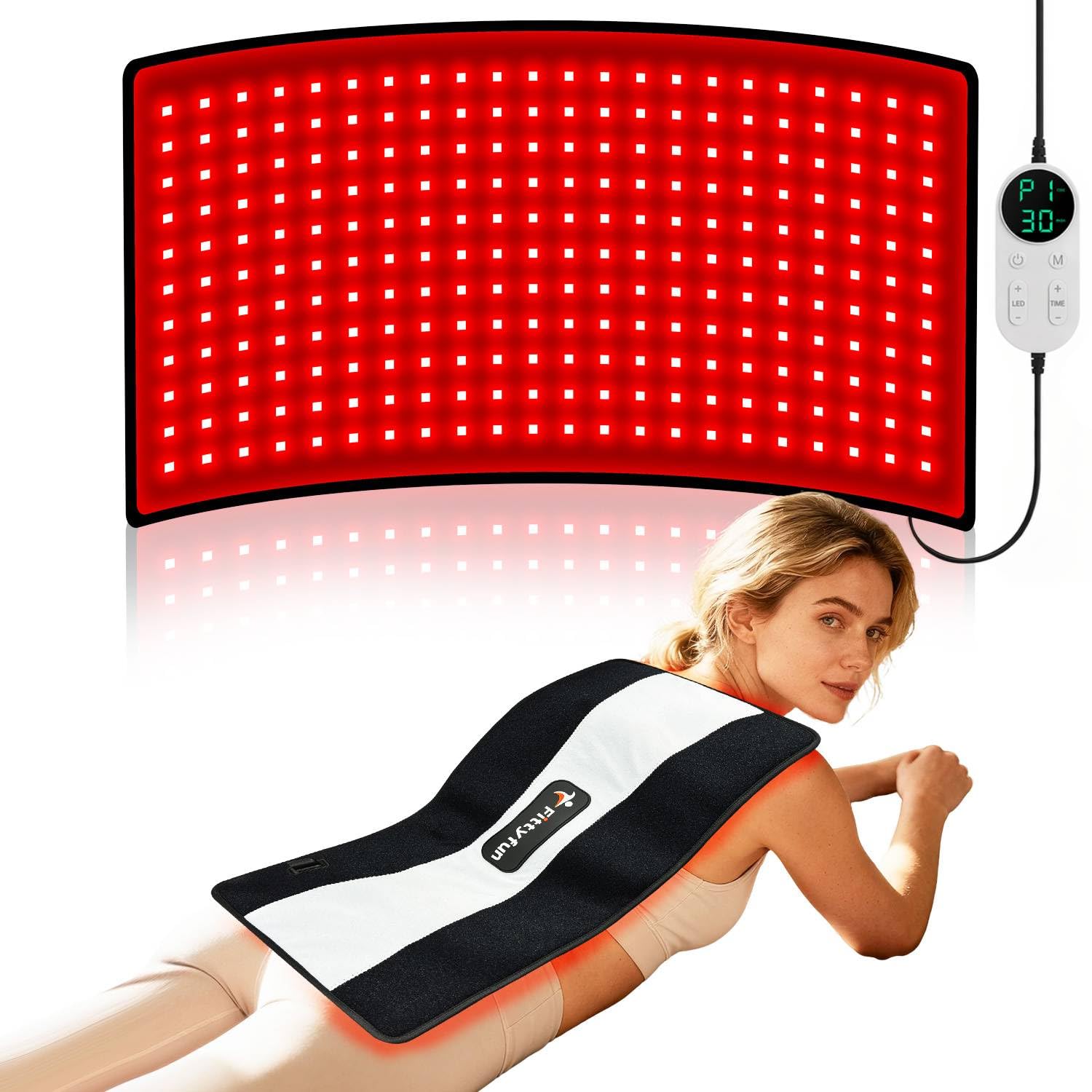 Photo 1 of Fittyfun Red Light Therapy for Body, 24"x12" Large Near Infrared Light Therapy Belt, 242 Tri-Chip LEDs Red Light Therapy Mat for Back Pain, 660nm & 850nm Dual Wavelength Therapy Pad, Max 35W
