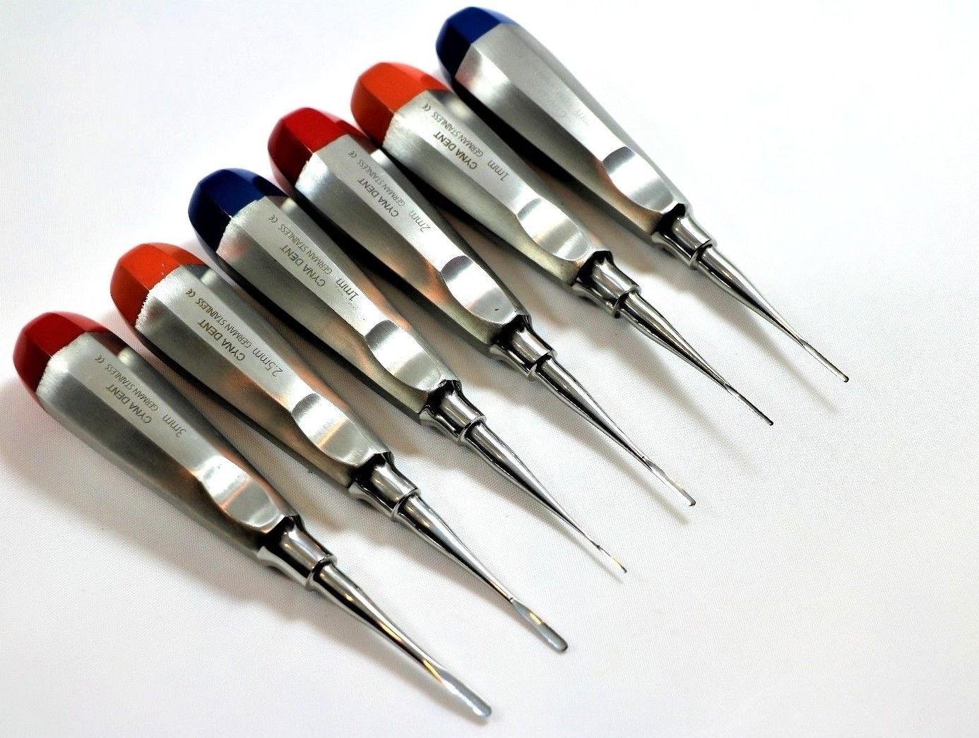 New Premium German 6 Each Straight Dental EXTRACTING LUXATING APICAL Root TIP Elevator 0.75 1 Plus 1.5 Plus 2 Plus 2.5 Plus 3MM CYNAMED
