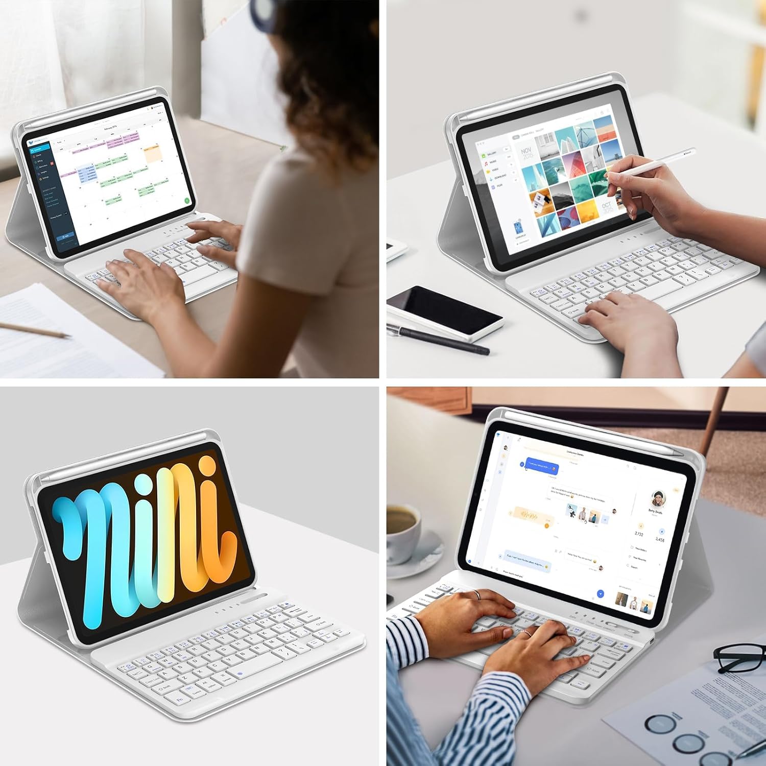 Keyboard Case for iPad mini 7 (A17 Pro) 2024 / iPad mini 6 2021, Detachable Wireless Keyboard, Slim Protective Case with Soft TPU Back Cover for 8.3 Inch iPad mini 7th 6th Generation, Auto Wake/Sleep