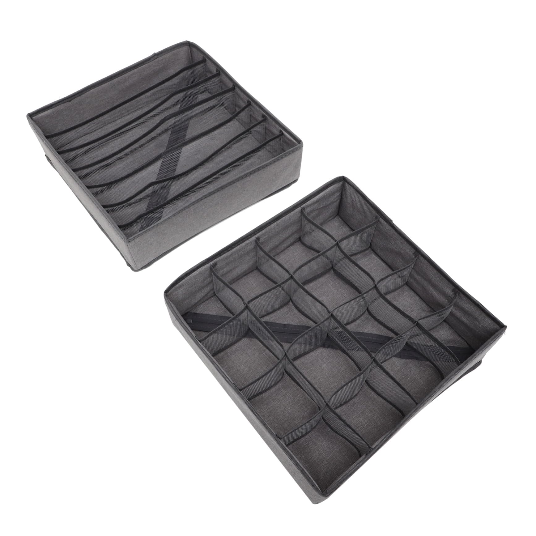2 pezzi Organizer Biancheria Intima in Resistente Scatola Divisoria Pieghevole per Calze e Contenitore Multi-scomparti per Armadi Compatto e Facile da Pulire Colore Grigio